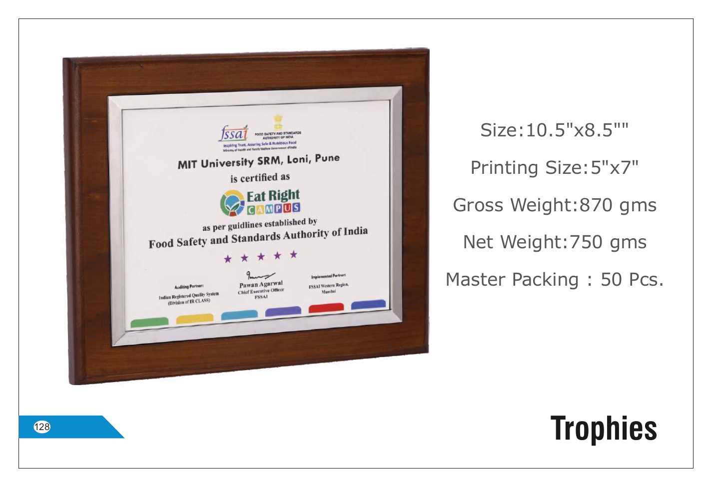 Large Rectangular Recognition Trophy - Customizable Printing