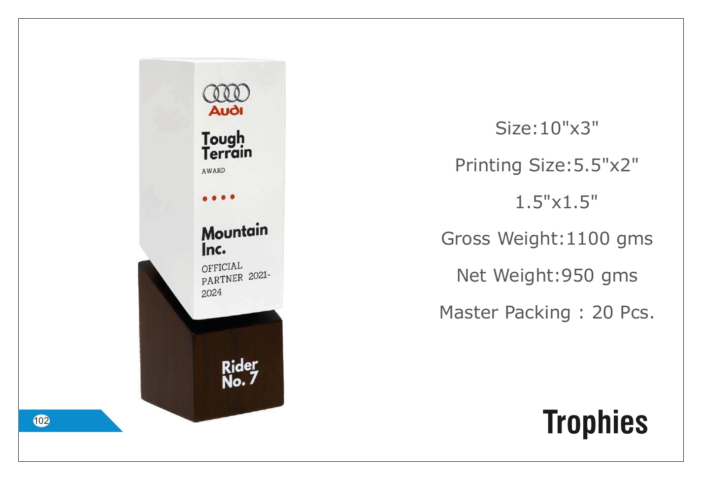Sleek Design Trophy with Customizable Printing